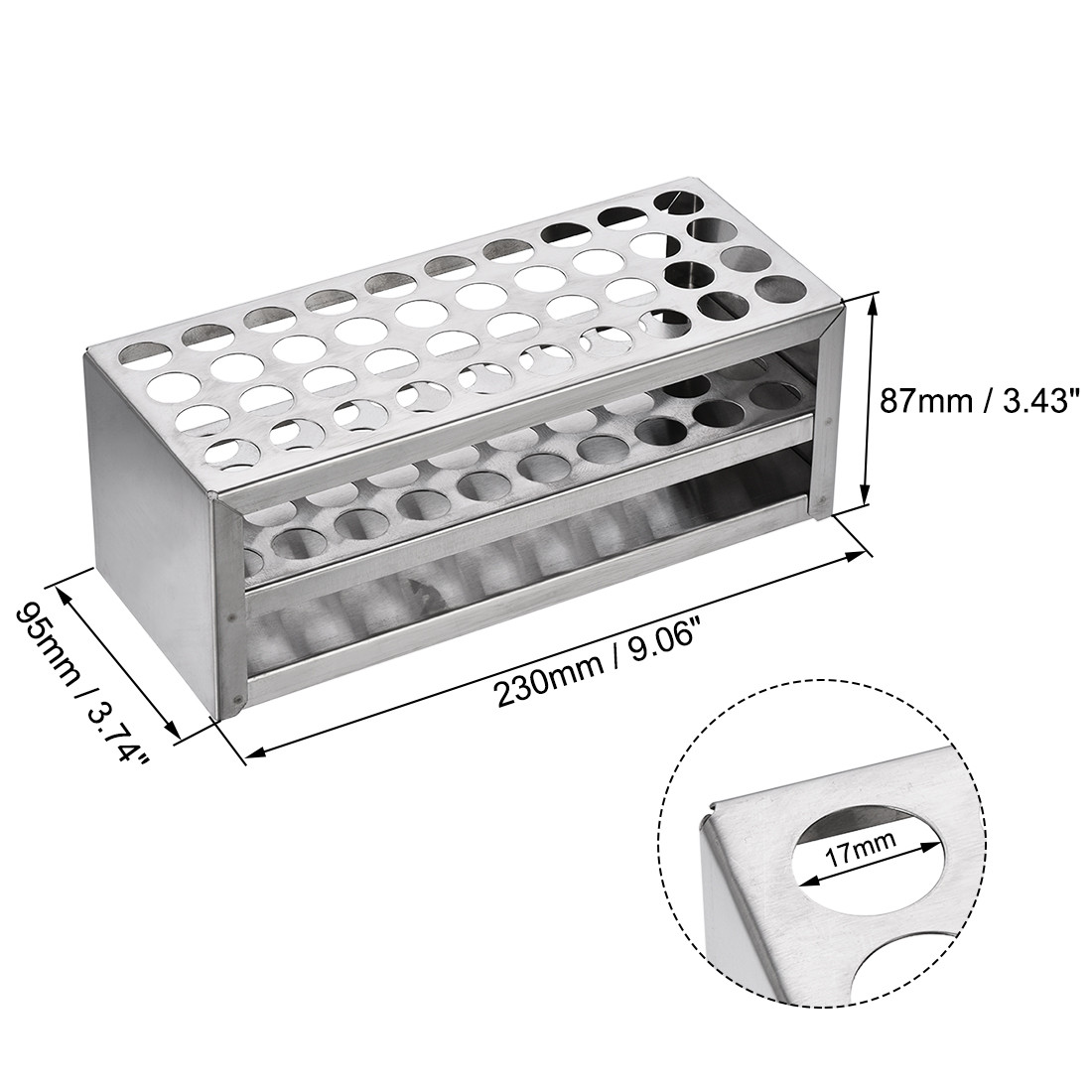 Stainless Steel Test Tube Holder Rack 40 Hole 3 Layer for 14-16mm Tubes