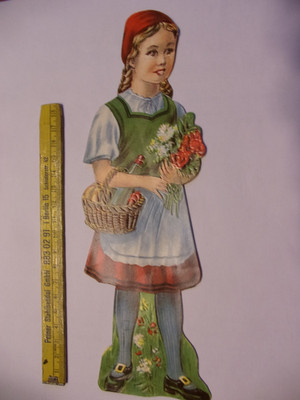 Weihnachts-Oblate Glanzbild ca 30er/40er Jahre ''Rotkäppchen'', 25cm