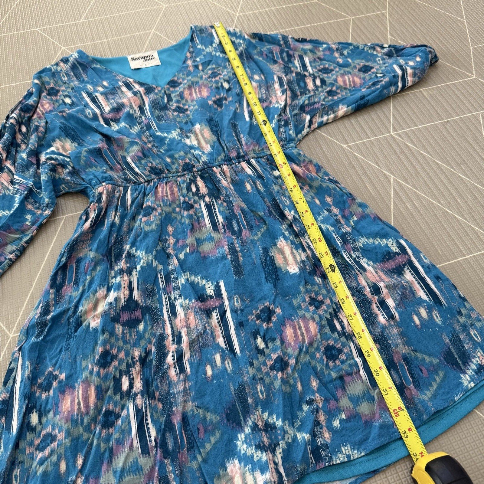 Savannah Jane Tunic Dress Size Large Blue Aztec P… - image 6