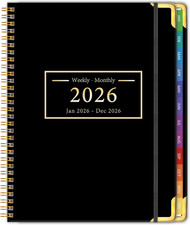 Planner -2026, Hardcover Weekly  Monthly Calendar Planner, January 2026 - Decem