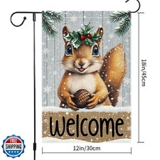 Welcome Winter Squirrel Garden Flag 12x18 inch Double-sided Suitable for Chri...