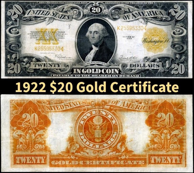 HGR SUNDAY 1922 $20 Gold Certificate ((BEAUTIFUL)) VERY LIGHTLY CIRCULATED
