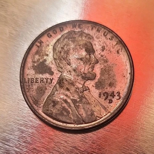 Lincoln Wheat 1943-D Small Cent Steel Coin Denver Mint BN