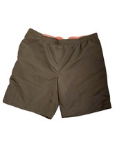 Lands' End Men  s Swim Trunks Size XL 40-42 Navy Blue Red Lined Drawstring Waist