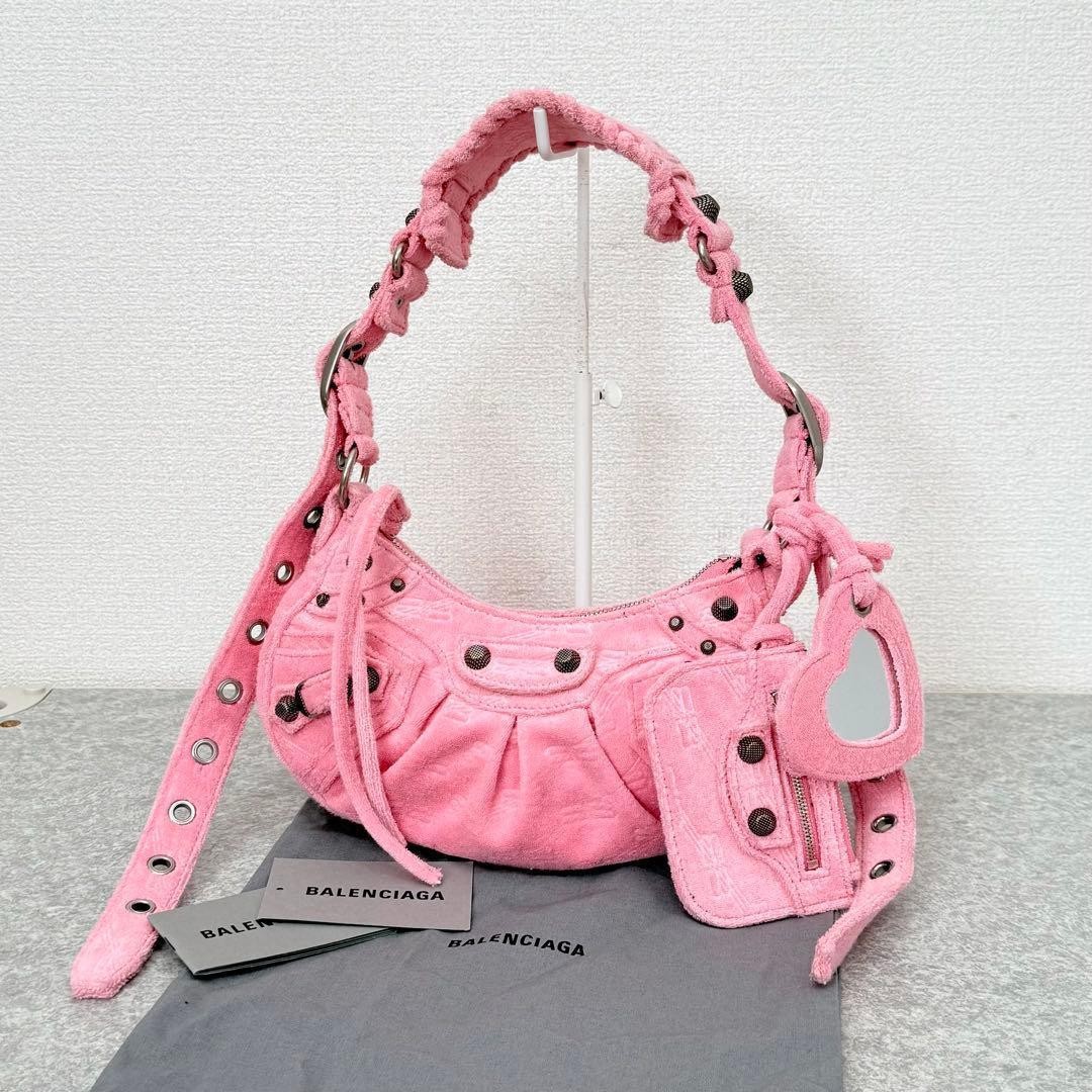 Balenciaga Lucagol XS Shoulder Bag, Pink, Terry Cloth