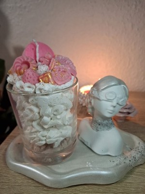 Dessert Kerze Duftkerzen Erdbeere  Geburtstag Geschenk Handmade Deko Rosa Soywax
