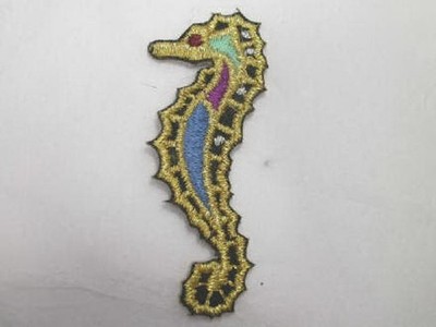 Gold Colorful Seahorse Red Eye Iron On Patch Applique