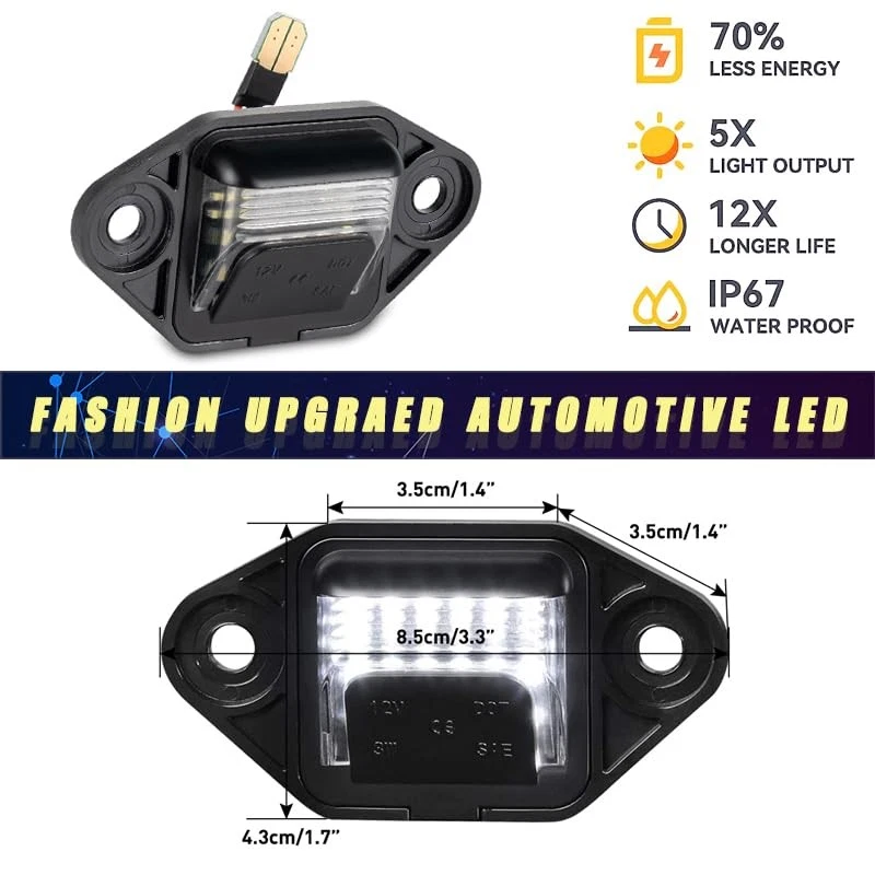 For Ford E150 E250 E350 E450 Econoline Van Rear LED License Plate Light Lamps... - Изображение 3 из 4