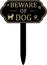 Beware of Dog Sign with Stake for Fence 7.09" x 3.54" Dog Warning Yard Signs for
