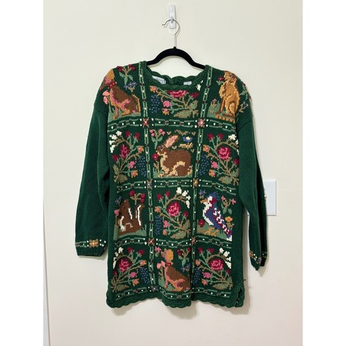 Signatures by Northern Isles Strickpullover Animal Floral Handstrick XL