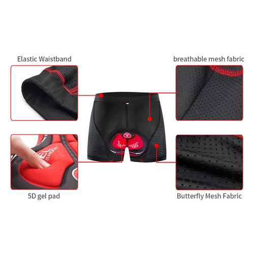 WOSAWE Mens 5D Padded Cycling Underwear Shorts Bicycle Road Mountain Bike Pants - Picture 2 of 14