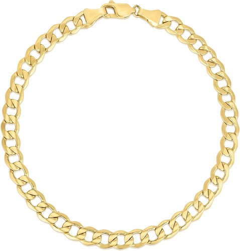 Floreo 10k Yellow Gold 5.3mm Hollow Cuban Curb Bracelet or Anklet - Picture 13 of 17