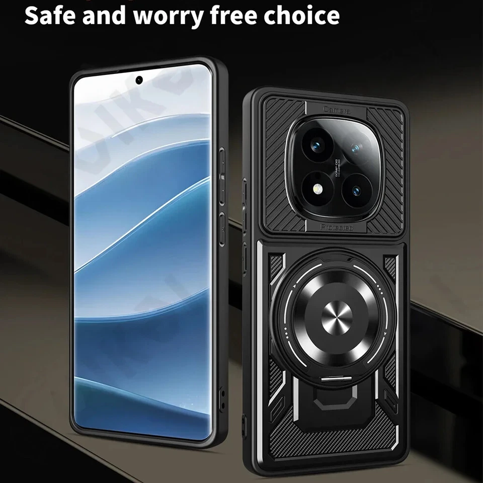 Shockproof Magnetic Case For Xiaomi Redmi 14C Note 14 13 Pro Plus 5G Stand Cover - Image 2 of 4