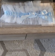 Something Blue Wedding Bridal Bride Garter Plus Size New in Box 