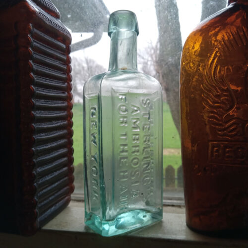 STERLING'S AMBROSIA FOR THE HAIR NY EARLY SMOOTH BASE BOTTLE 1860s PRIVY DUG - Imagen 5 de 11