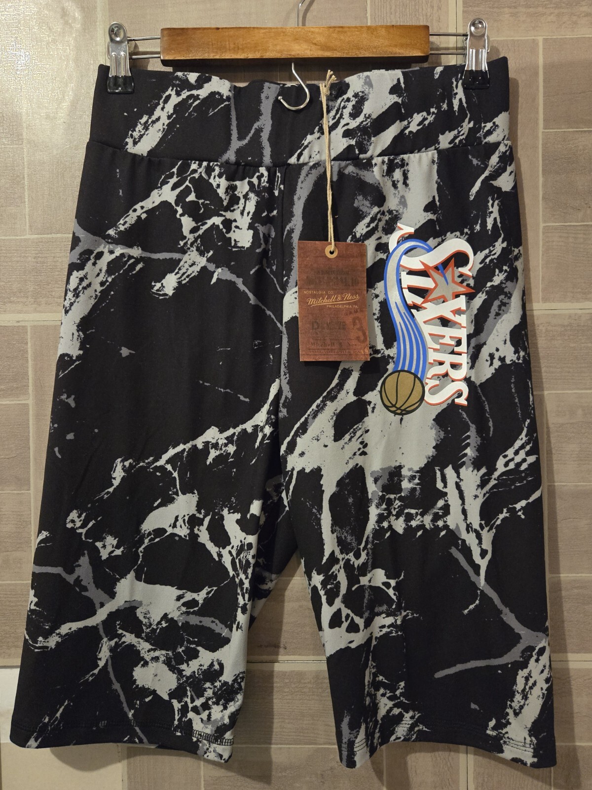 Mitchell & Ness Women's NBA Galaxy Biker Shorts Philadelphia 76ers Size S NWT-image