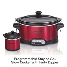 Slow Cooker Crock Pot HAMILTON BEACH 7 Quart Programmable with Party Dipper