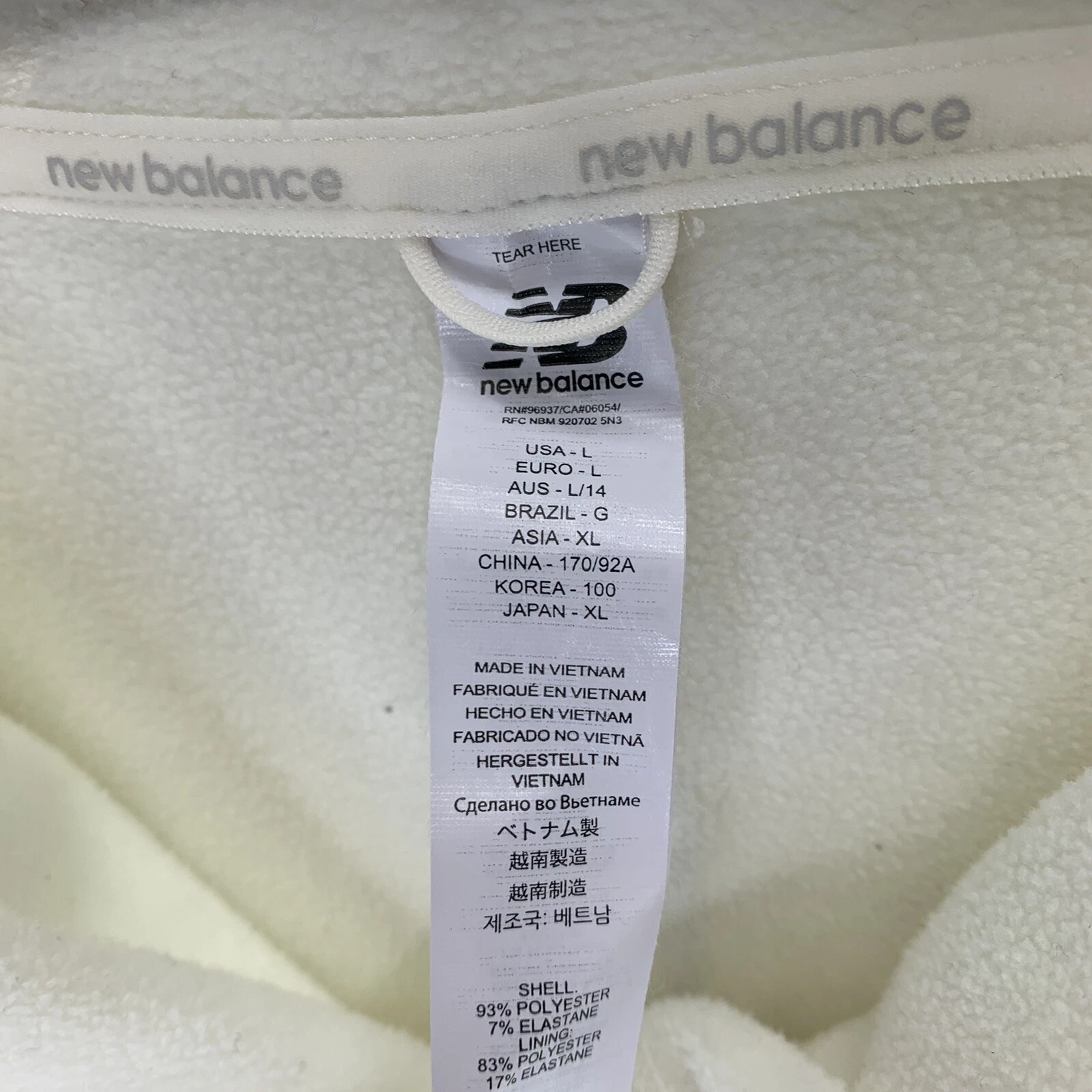 OFF WHITE Felpa con cappuccio New Balance NB Heat Relaxed full zip panna donna taglia large