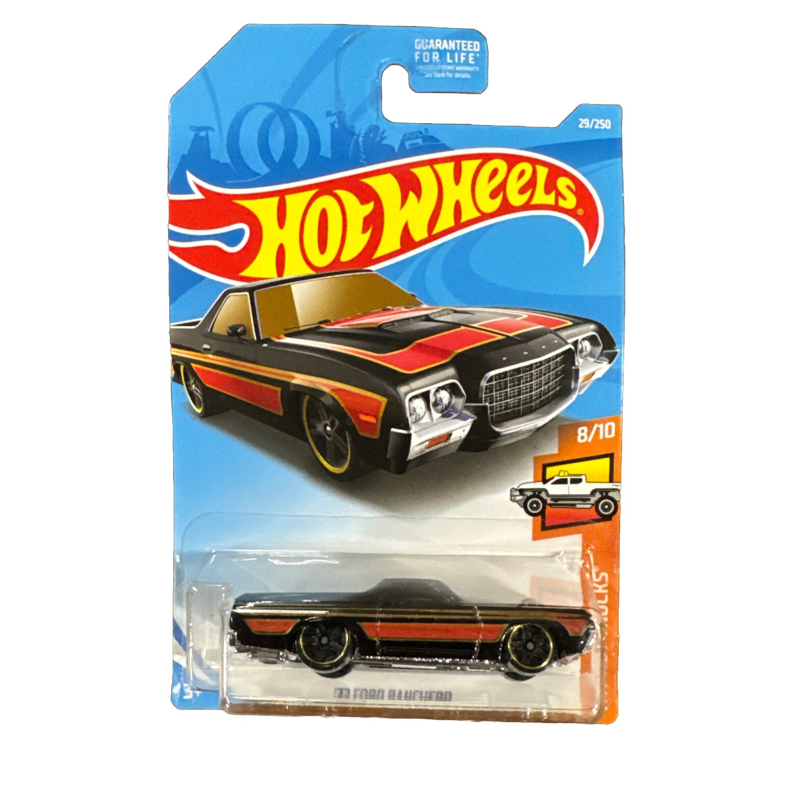 2019 Hot Wheels #29/250 HW Hot Trucks 8/10 '72 FORD RANCHERO Black w/Black Pr5sp