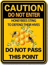 Caution Bee Metal Sign,No Trespassing Signs,Caution Danger Do Not Enter Honeybee