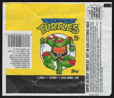 1989 Topps TMNT Teenage Mutant Ninja Turtles Opened Wax Pack Wrapper AA896