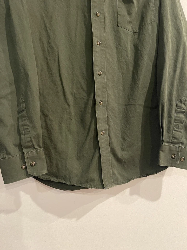 Eddie Bauer Men’s XL Tall Shirt Long Sleeve Army Green Button Up 100% Cotton Top - Image 3 of 4