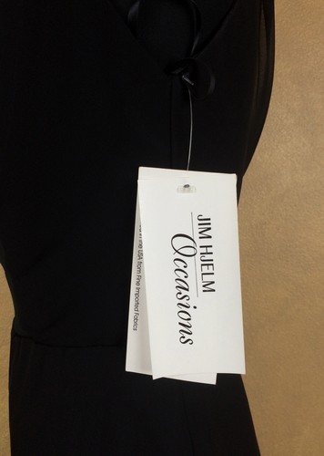 Jim HJelm One Shoulder Chiffon Prom Cocktail Party Black Dress $286 retail NWT - Picture 5 of 12