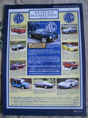 DUNCAN HAMILTON & COMPANY CAR LAGERLISTE 2001 POSTER WERBUNG CA. A4 AKTE 9