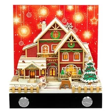 3D Memo Pad Christmas House w/ LED Light Notepad Non-Sticky Note Paper Carving^