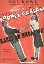 BABES ON BROADWAY Sheet Music "Hoe Down" Judy Garland Mickey Rooney