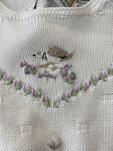 Cárdigan Blanco Bordado Floral de Colección Suéter L Acrílico Algodón Tejido - Imagen 12 de 12