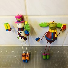 HEALS Resin Tall Snowman/Reindeer Christmas Ornaments Decorations Vintage