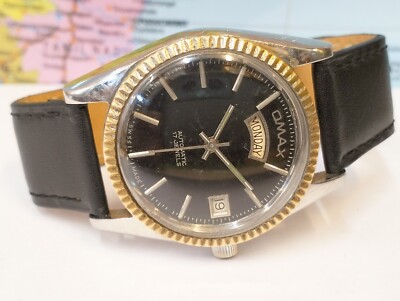 OMAX 17 JEWELS AUTOMATIC BLACK DIAL 52601 SWISS MEN S FULL WORKING VINTAGE WATCH eBay