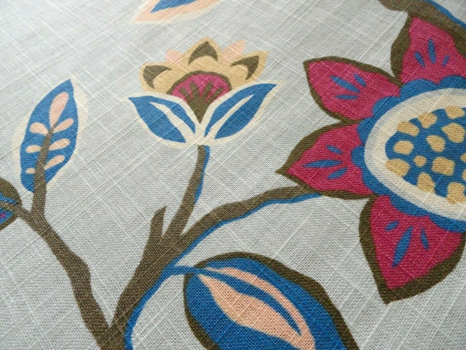 Tela de lino/rayón Tobi Fairley Meriweather de Duralee Birds Botanical 54" W azul Foto 4 de 4