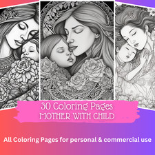 30 mother with child coloring pages to print  digital   POD permission No...