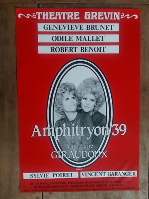 Affiche THEATRE GREVIN Amphitryon39 Geneviève BRUNET odile MALLET  *