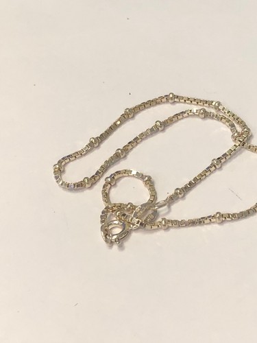 MWS 925 ITALY Sterling Silver Box Chain Beaded Anklet 9" - Picture 6 of 11