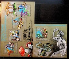 CENTRAL AFRICAN REP. - 2 NH SOUVENIR SHEETS OF 2014 - SCOUTS - MUSHROOMS - (SC1)
