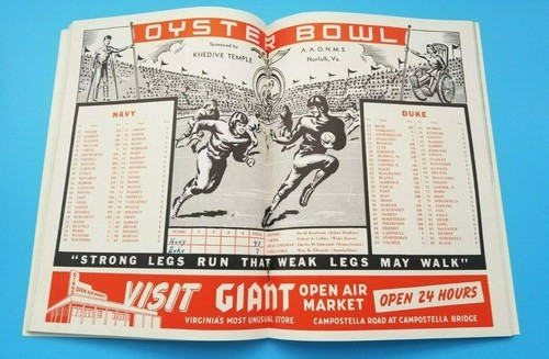 OYSTER BOWL FOOTBALL PROGRAM - DUKE vs. NAVY - 1954 - Picture 2 of 6