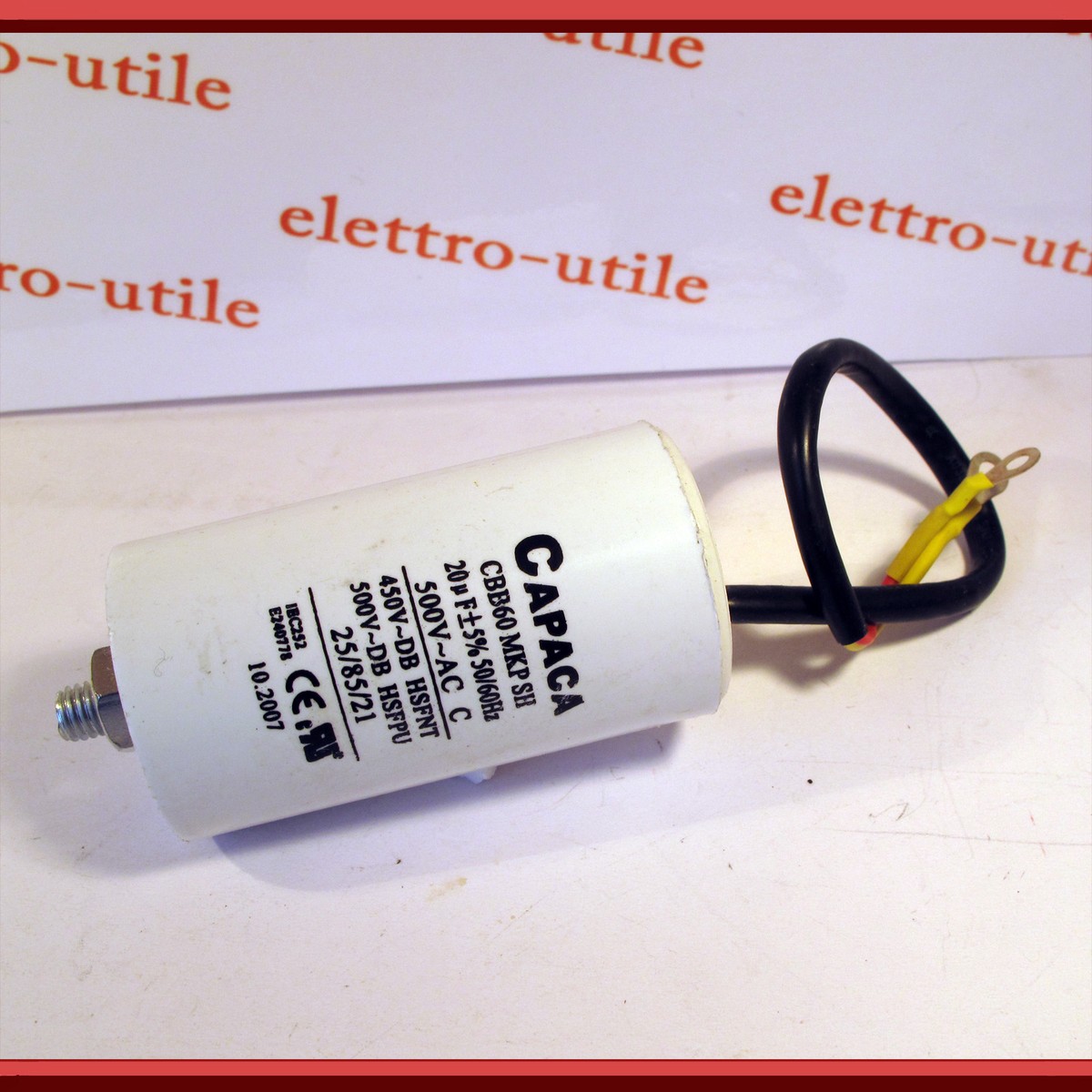 Condensatore Con Cavi Connettore Condensatore Motore Universale 20 UF 400- 500V - Con Cavo E Connettore Volante, Per Avviamento Motori Ricambio Motore Elettrico Generico - Foto 8