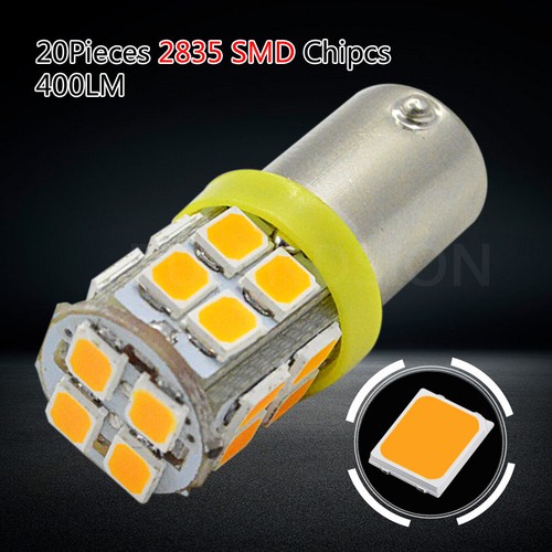 2pcs Amber Yellow BAX9S H6W 2835 20 LED Indicator Dash Light Side Bulb Globe 12V - Picture 3 of 6