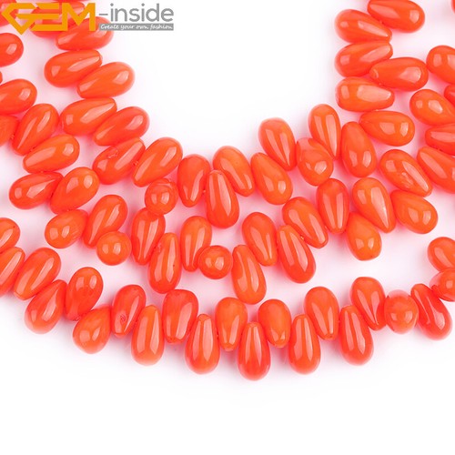 Dyed Color Teardrop Top Drilled Coral Loose Beads For Jewelry Craft Making 15" - Picture 14 of 37