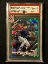 PSA 10 2019 Donruss Optic #190 Christian Yelich Green Cracked Ice 5/7 FOTL POP 2