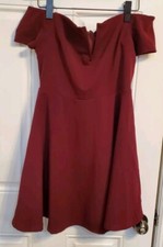 Lulus Off Shoulder Dress Bodycon Burgundy Maroon - MEDIUM