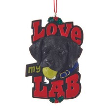 Love My Lab with Ball Ornament