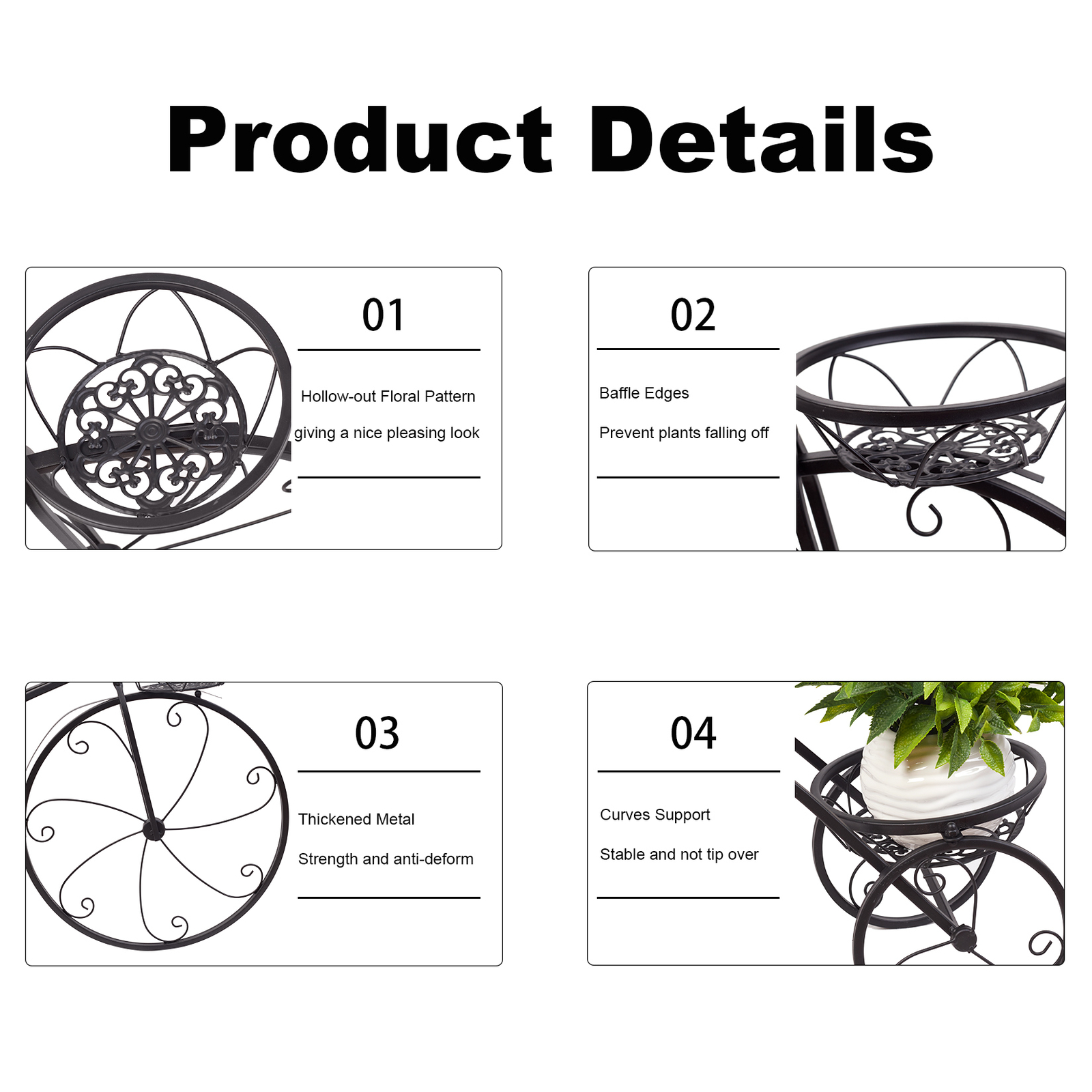 3-Tier Bicycle Plant Stand Wrought Iron Tricycle Planter Home Garden Patio Decor