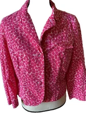 🧥💗Gap Pink/White womens jacket size 12 3/4 sleeves two button