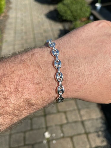 Real 925 Sterling Silver 8mm Puffed Mariner Link Chain Necklace Bracelet 7"-30" - Picture 10 of 12