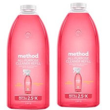 2 ~ Method Pink Grapefruit Scent All Purpose Cleaner Refill 68 oz Plant Based 0.49 per fl oz