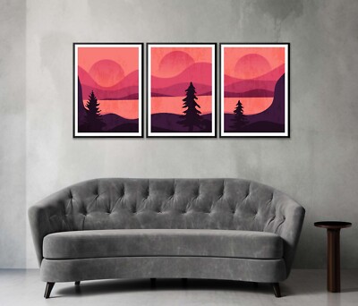 Forest & Sky Vector Design Set of 3 Poster Wall Art Prints Unframed QUALITY